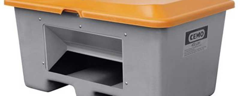 Streugutbehälter Plus 3, 400 l, grau-orange, unterfahrbar